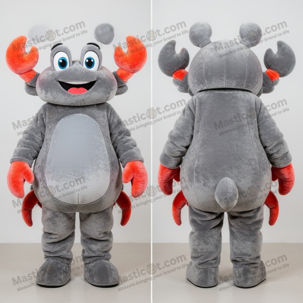 Gray Fuzzy Cartoon Crab Mascot - Masticot.com