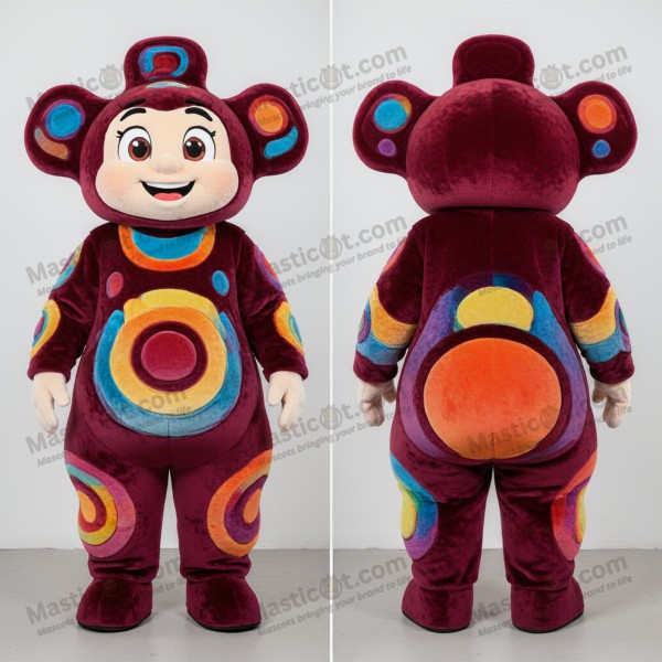 Maroon Cartoon Plate Spinner Mascot - Masticot.com