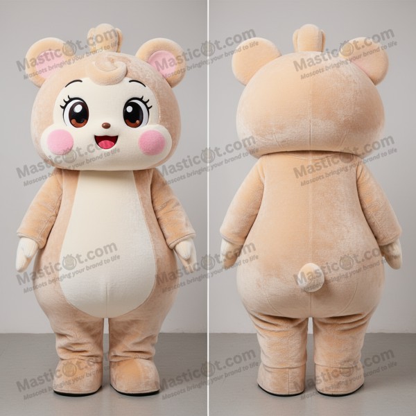 Pastel Velveteen Tegnefilmsbjørn Champagne Mascot -