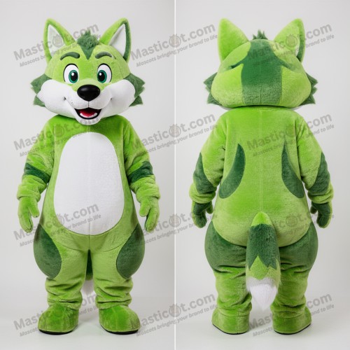 Limegroene speelse zegwolf mascotte - Masticot.com