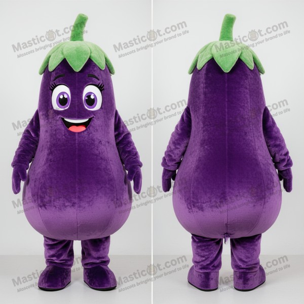 Velvet Violet Cartoon Eggplant Mascot - Masticot.com