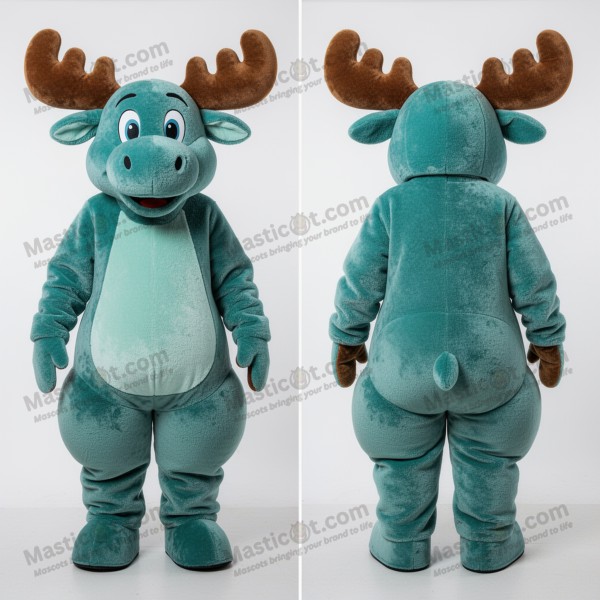 Teal velvety moose mascot - Masticot.com