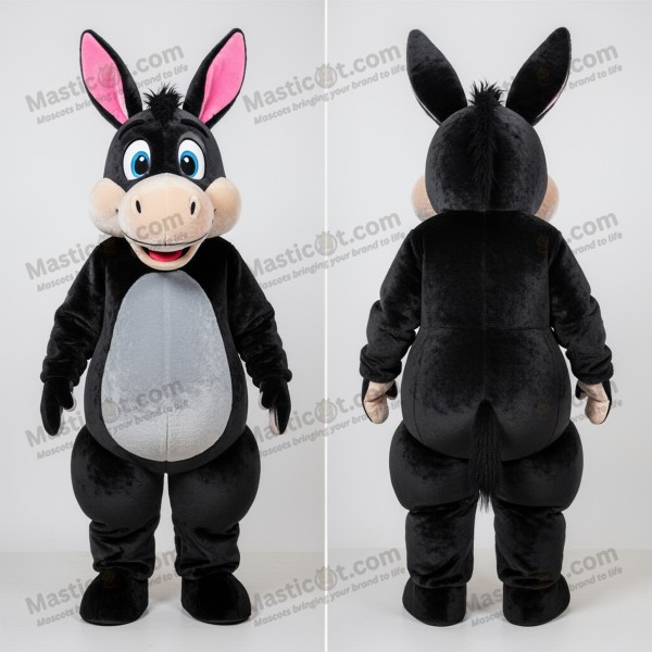 Velvety black broad shouldered donkey mascot - Masticot.com