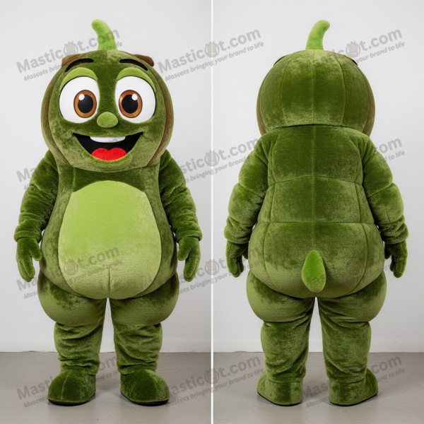 Olive Velvety Cartoon Fire Eater Mascot - Masticot.com