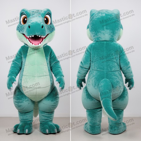 Teal velvety velociraptor mascot - Masticot.com