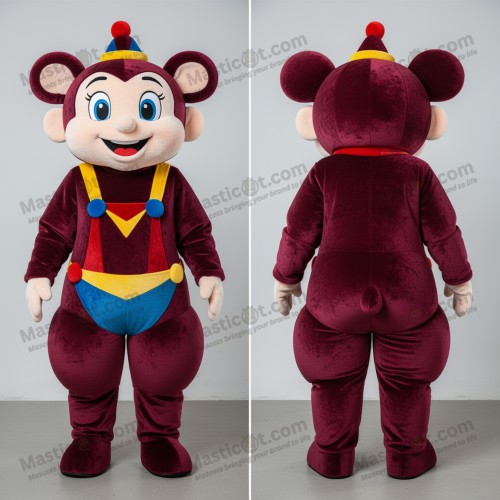 Mascotte acrobate en velours bordeaux - Masticot.com