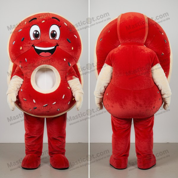 Geroosterde Rode Glimlachende Bagels Mascotte - Masticot.com