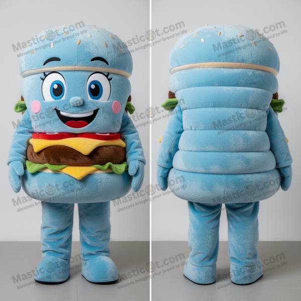 Sky blue plush hamburger mascot - Masticot.com