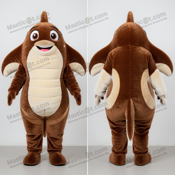 Brown velvety manta ray mascot - Masticot.com