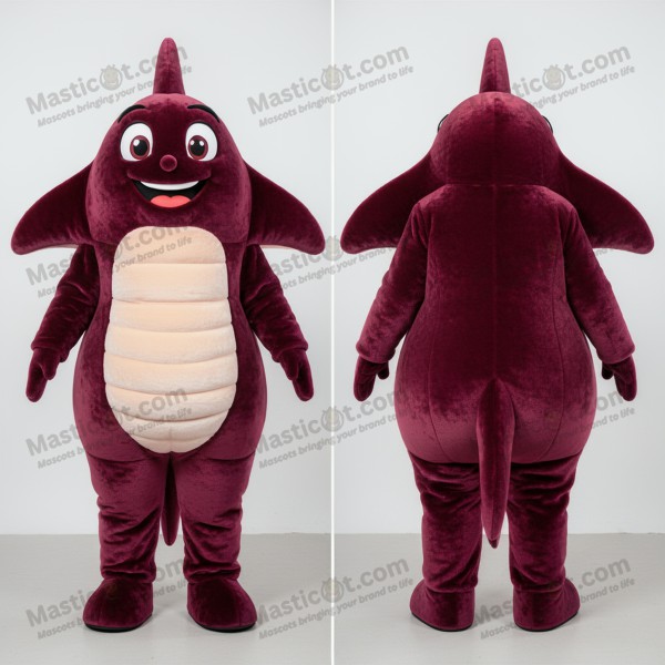 Sametový maskot rejnoka vínové barvy - Masticot.com