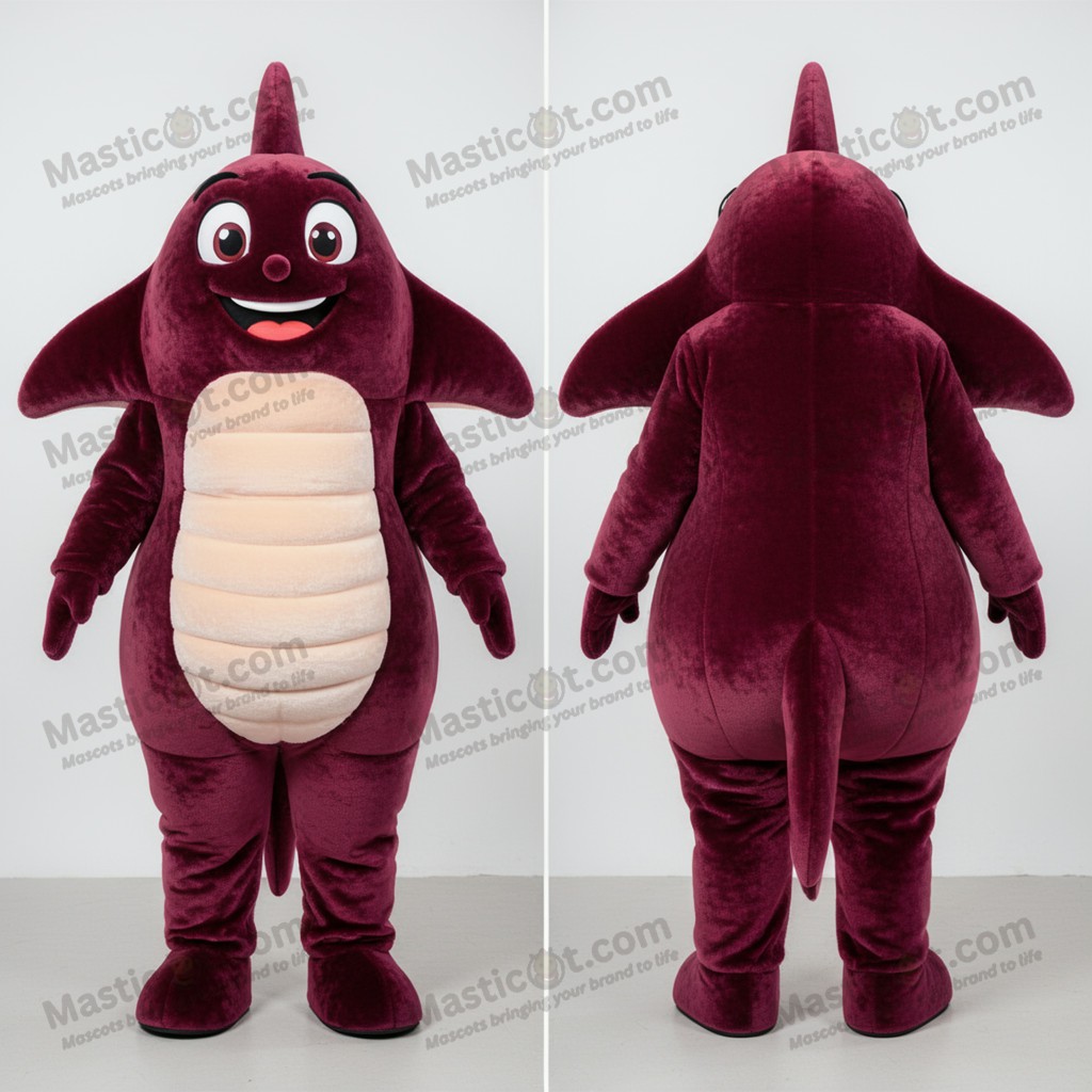 Maroon Velvety Stingray Mascot - Masticot.com
