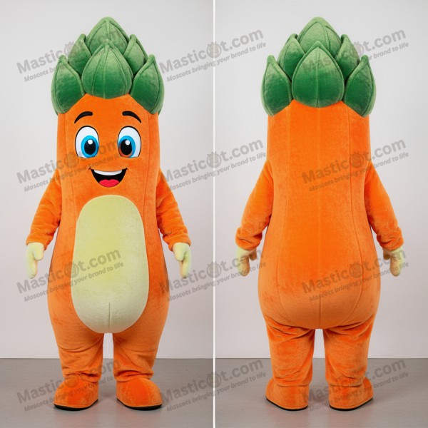 Bright orange cheerful asparagus mascot - Masticot.com