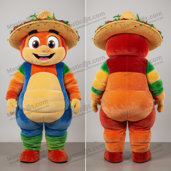 Rustově oranžový veselý maskot fajitas - Masticot.com