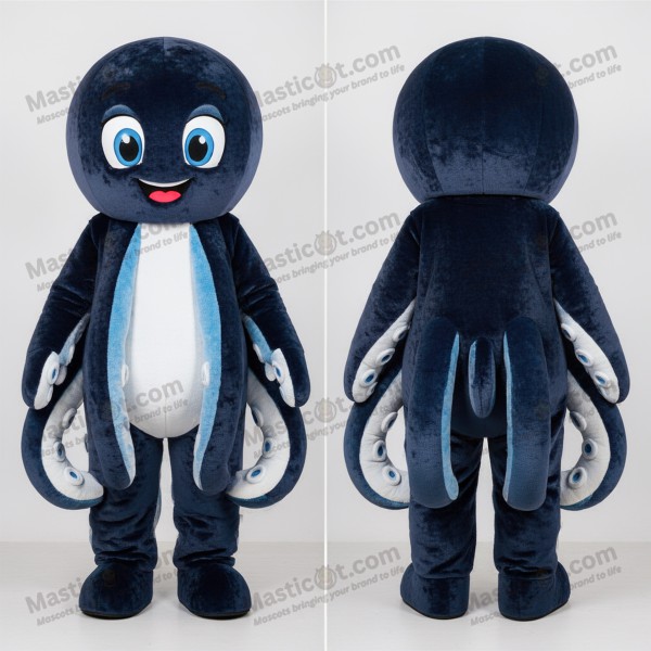 Navy Blue Velvety Octopus Mascot - Masticot.com