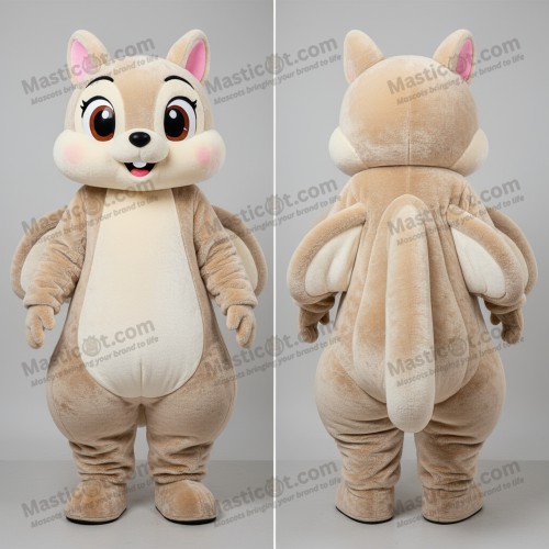 Velvety Beige Cartoon Flying Squirrel Mascot - Flying Squirrel - MASTICOT_6562 - Masticot.com