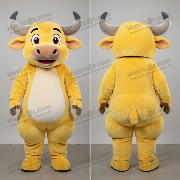 Golden Yellow Friendly Zebu Mascot - Masticot.com