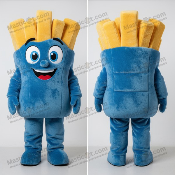 Velvety blue plump french fries mascot - Masticot.com