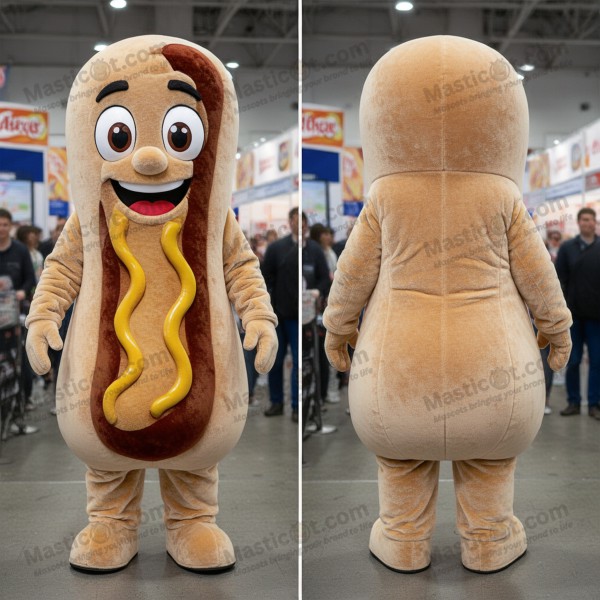 Beige velvety currywurst mascot - Masticot.com