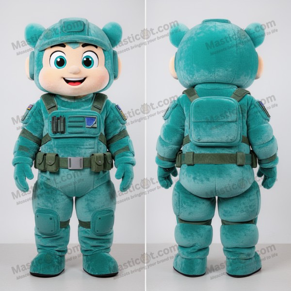 Mascotă Para Commando Cartoon Albastru-Turcoaz -
