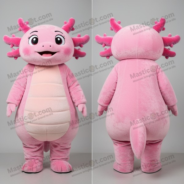 Velvet Pink Cartoon Axolotls Mascot - Masticot.com