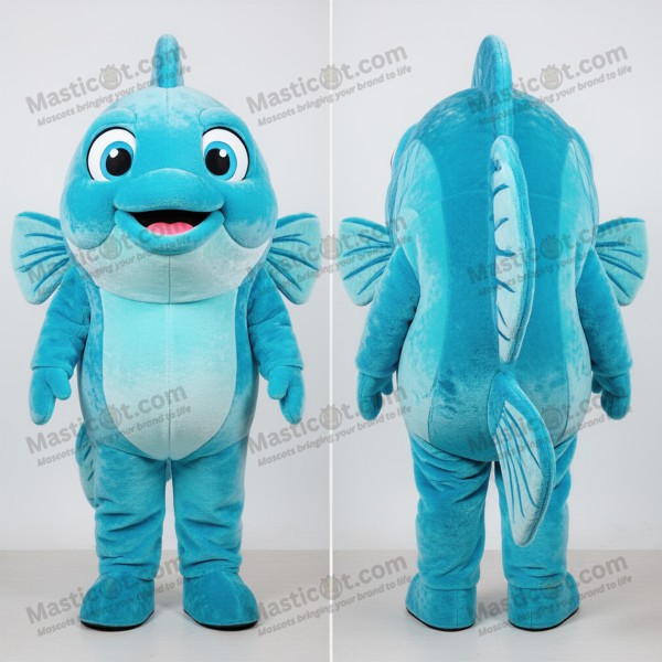 Cyan Cartoon Fish Tacos Mascot - Masticot.com