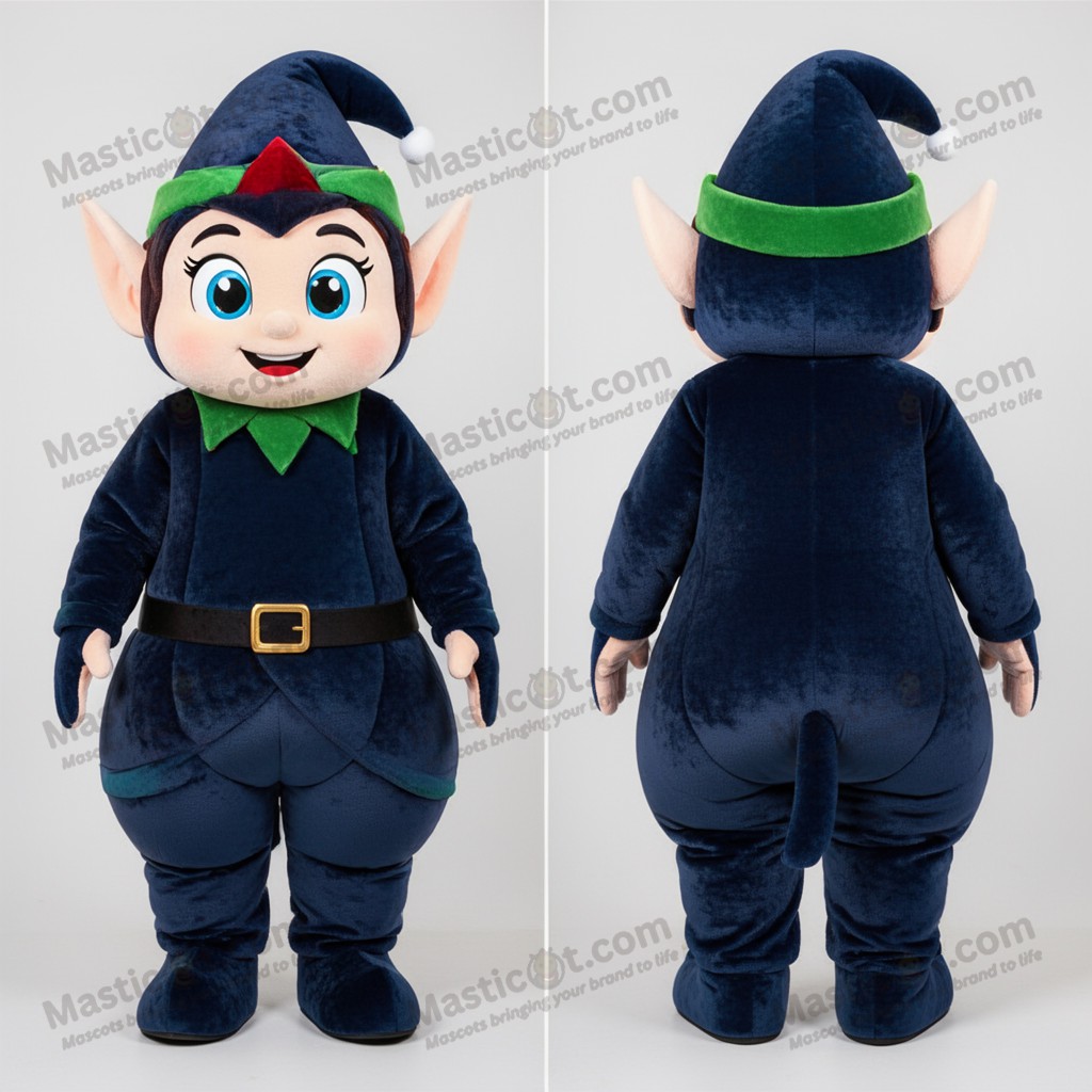 Navy Blue Playful Elf Mascot - Masticot.com