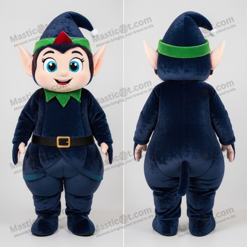 Navy Blue Playful Elf Mascot - Masticot.com