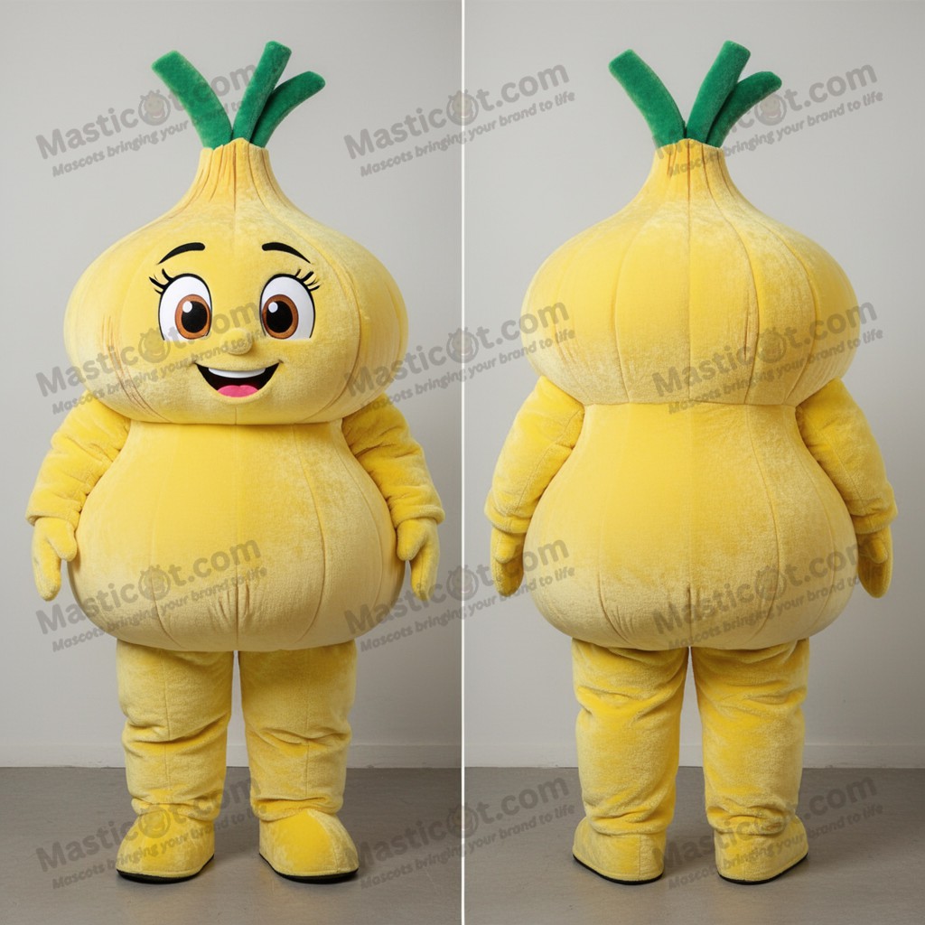Lemon yellow rounded onion mascot - Masticot.com