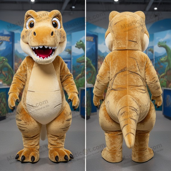 Golden Cartoon Allosaurus Mascot - Masticot.com