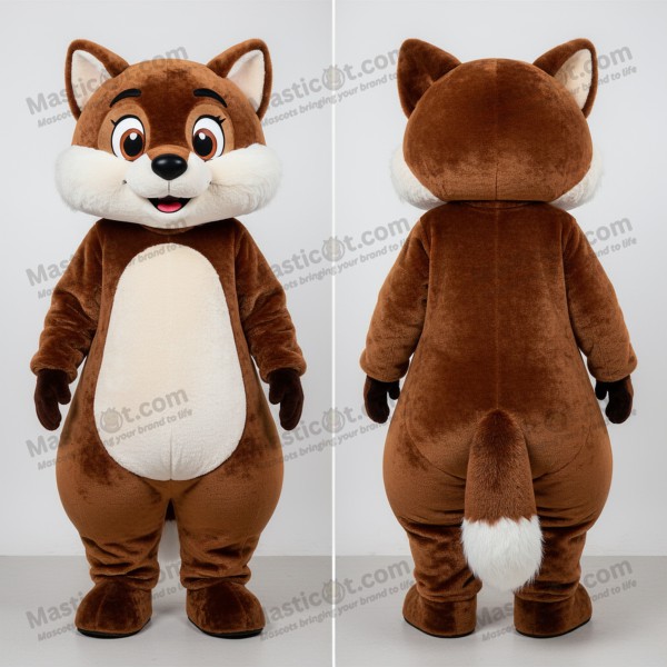 Chocolate Brown Playful Ermine Mascot - Masticot.com