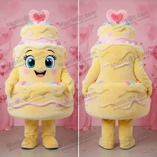 Golden Velvety Wedding Cake Mascot - Wedding Cake - MASTICOT_6702 - Masticot.com