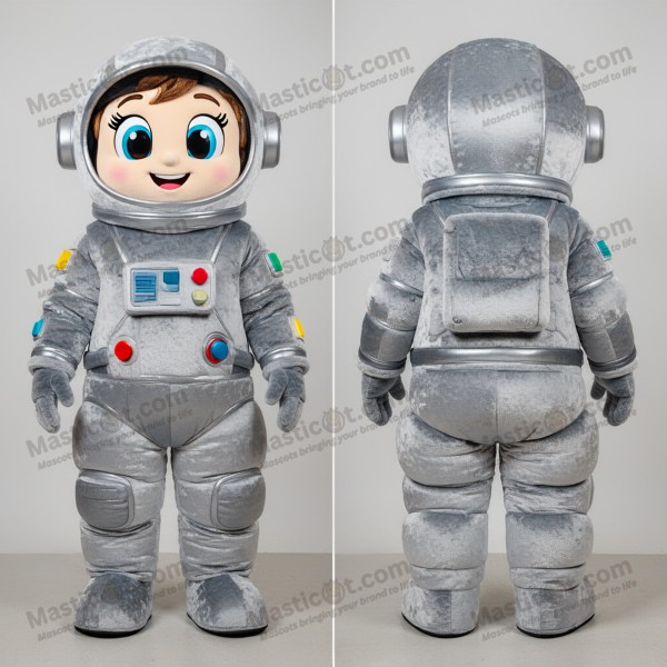 Silver Gleaming Cartoon Astronaut Mascot - Masticot.com