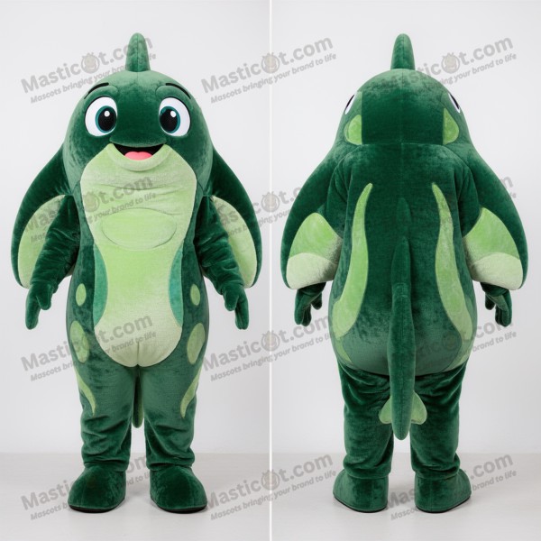 Forest Green Glowing Manta Ray Mascot - Masticot.com