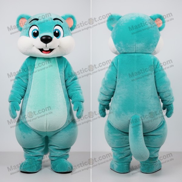 Turquoise Cartoon Weasel Mascot - Masticot.com
