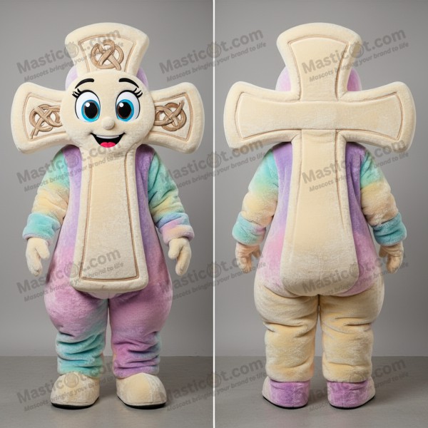 Cream Rounded Celtic Cross Mascot - Masticot.com