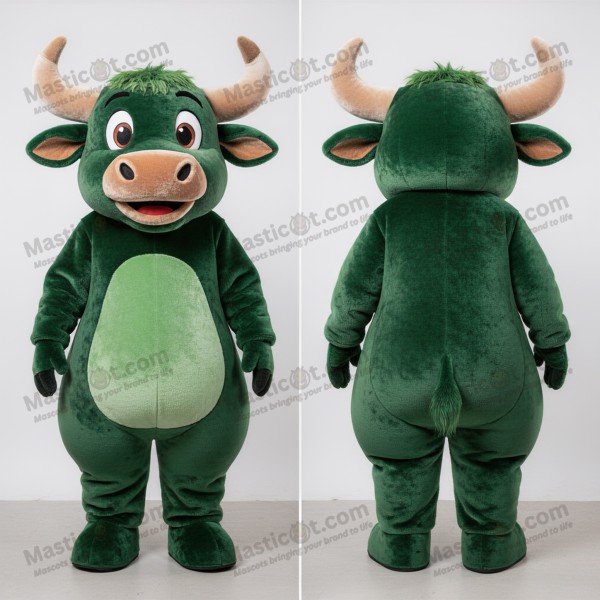 Forest Green Cartoon Zebu Mascot - Masticot.com