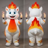 Ivory Velvety Fire Eater Mascot - Masticot.com