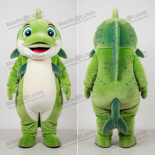 Lime Green Velvety Salmon Mascot - Masticot.com