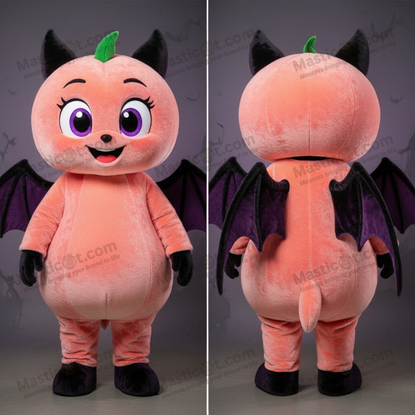 Peach Fluffy Cartoon Bat Mascot - Masticot.com