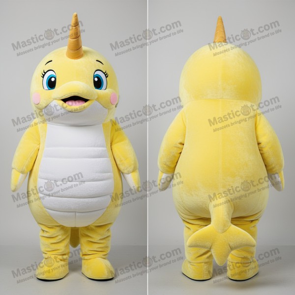 Lemon Yellow Cartoon Narwhal Mascot - Masticot.com