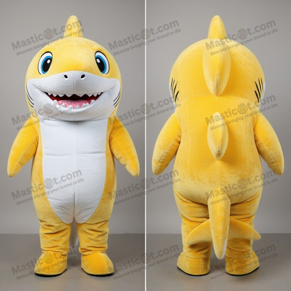 Golden Cartoon Shark Mascot - Masticot.com