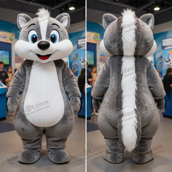 Silver Gray Playful Skunk Mascot - Masticot.com