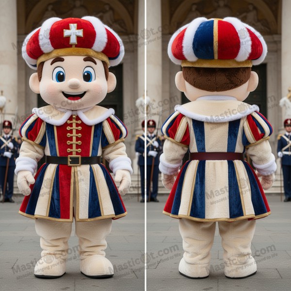 Mascotă impunătoare Gardă Elvețiană, alb crem - Masticot.com