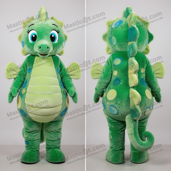 Emerald Green Cartoon Seahorse Mascot - Masticot.com