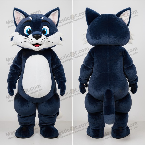 Navy Blue Cartoon Bobcat Mascot - Masticot.com