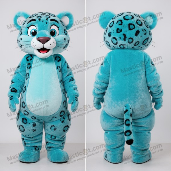 Cyan Cartoon Leopard Mascot - Masticot.com