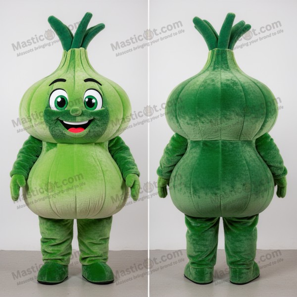 Forest green bulbous onion mascot - Masticot.com