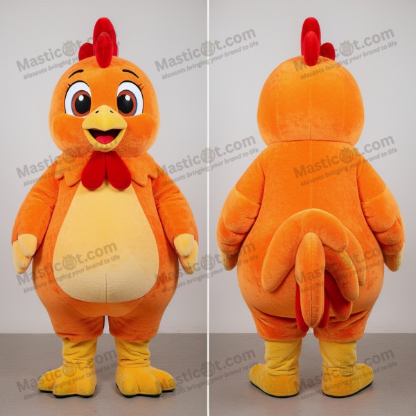 Orange fluffy rooster mascot - Masticot.com