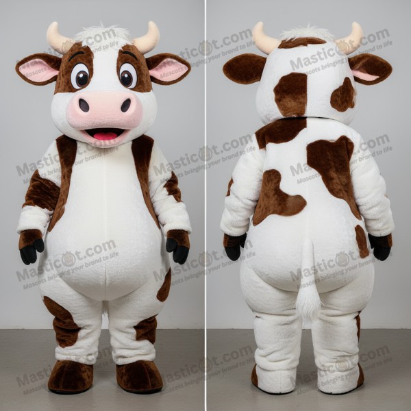 White Velvety Hereford Cow Mascot - Masticot.com