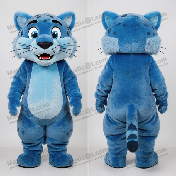 Azure blue broad shouldered smilodon mascot - Masticot.com